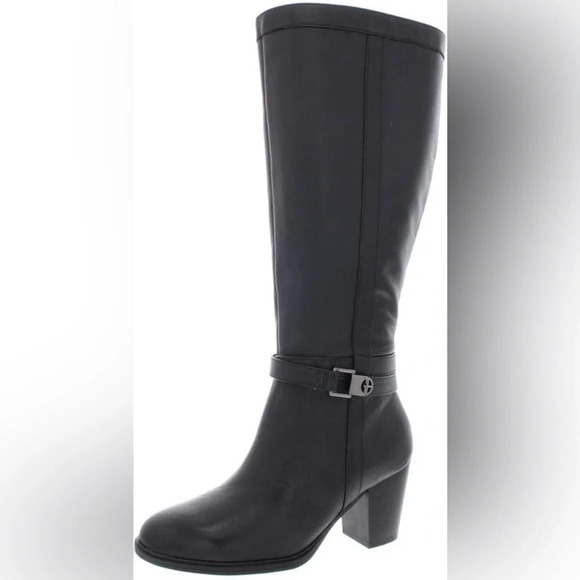 Giani Bernini Women’s Black Leather Wide Calf  Boots NEW Size 9.5 Memory Foam - Picture 1 of 10